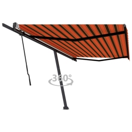 Toldo de pie retráctil manual naranja y marrón 500x300 cm