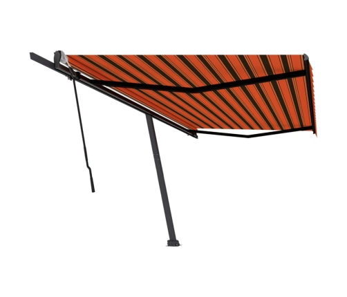 Toldo de pie retráctil manual naranja y marrón 500x300 cm