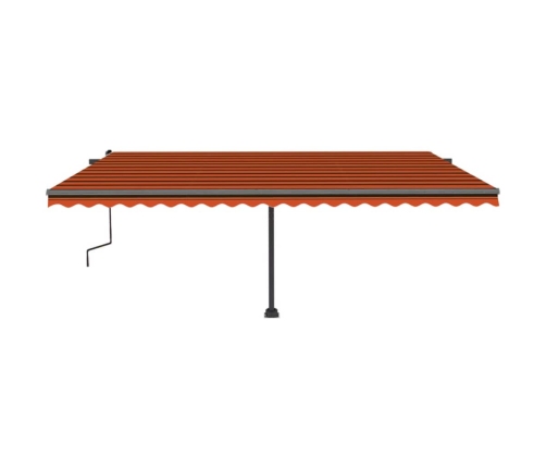 Toldo de pie retráctil manual naranja y marrón 500x300 cm