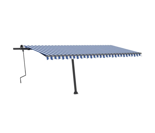 Toldo manual retráctil con LED azul y blanco 500x300 cm