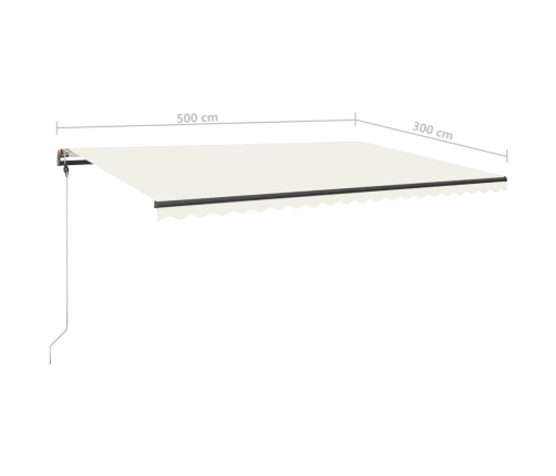 Toldo retráctil manual con luz LED crema 500x300 cm