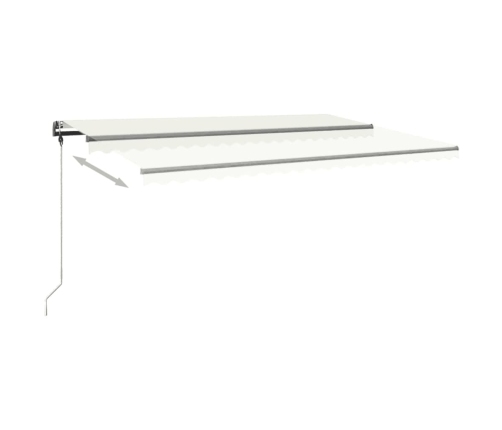 Toldo retráctil manual con luz LED crema 500x300 cm