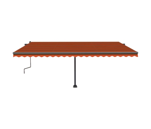 Toldo retráctil manual con luz LED naranja y marrón 500x300 cm