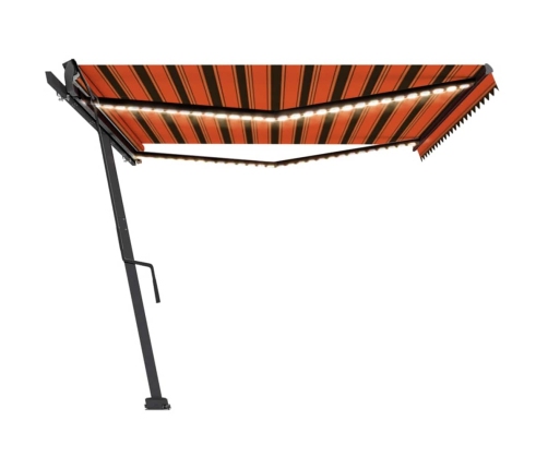 Toldo retráctil manual con luz LED naranja y marrón 500x300 cm