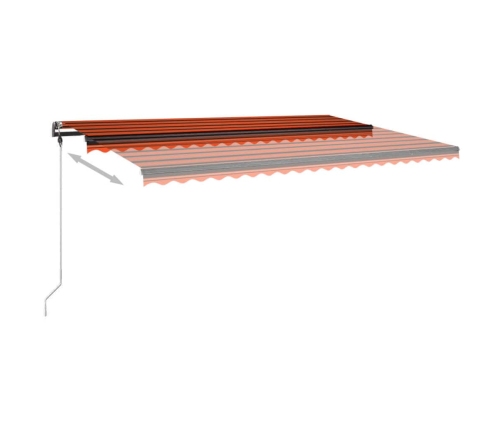 Toldo retráctil manual con luz LED naranja y marrón 500x300 cm