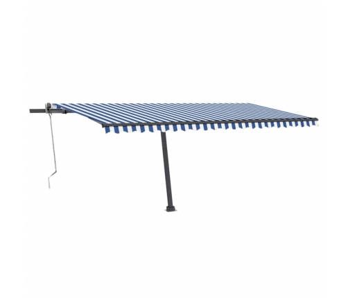 Toldo de pie automático azul y blanco 500x300 cm