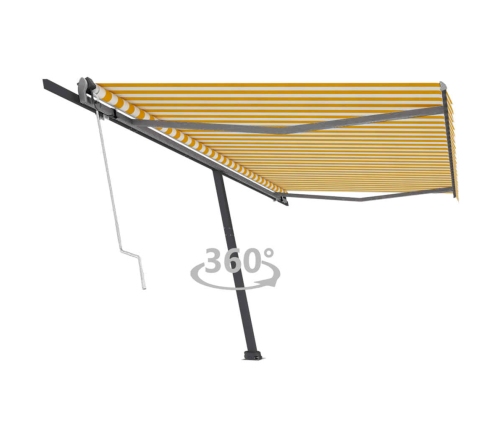 Toldo de pie automático amarillo y blanco 500x300 cm