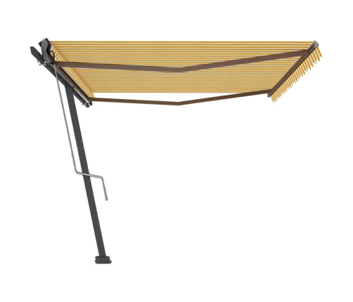 Toldo de pie automático amarillo y blanco 500x300 cm