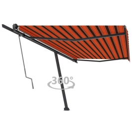 Toldo de pie automático naranja y marrón 500x300 cm