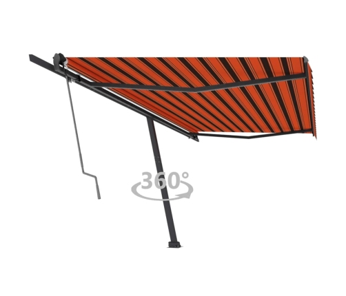 Toldo de pie automático naranja y marrón 500x300 cm