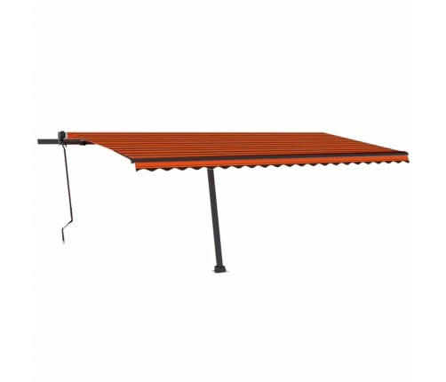 Toldo de pie automático naranja y marrón 500x300 cm