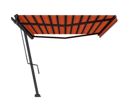 Toldo de pie automático naranja y marrón 500x300 cm