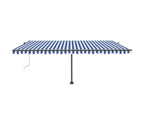 Toldo automático LED sensor de viento azul y blanco 500x300 cm