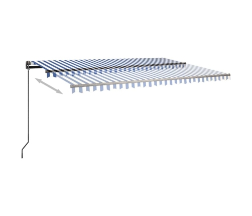 Toldo automático LED sensor de viento azul y blanco 500x300 cm