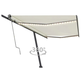 Toldo automático con LED y sensor de viento crema 500x300 cm