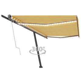 Toldo automático LED sensor de viento amarillo blanco 500x300cm