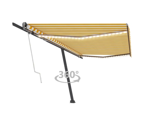 Toldo automático LED sensor de viento amarillo blanco 500x300cm