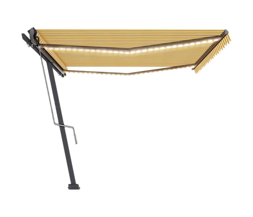 Toldo automático LED sensor de viento amarillo blanco 500x300cm