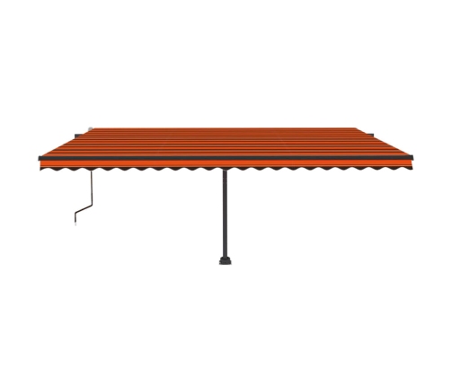 Toldo automático LED sensor de viento naranja marrón 500x300 cm