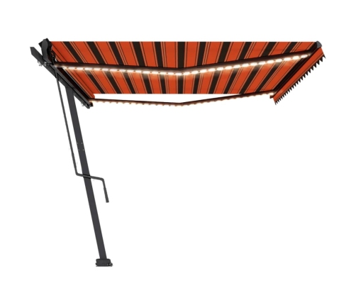 Toldo automático LED sensor de viento naranja marrón 500x300 cm