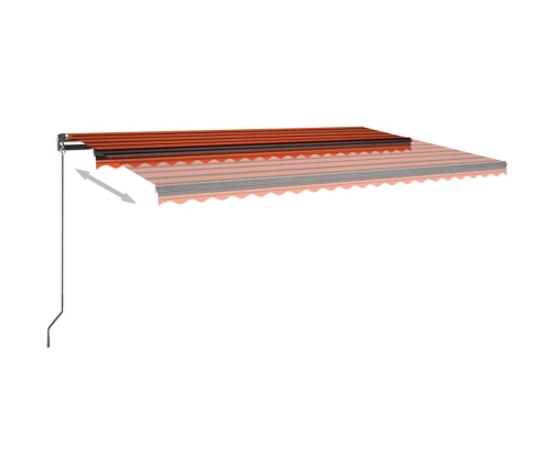 Toldo automático LED sensor de viento naranja marrón 500x300 cm