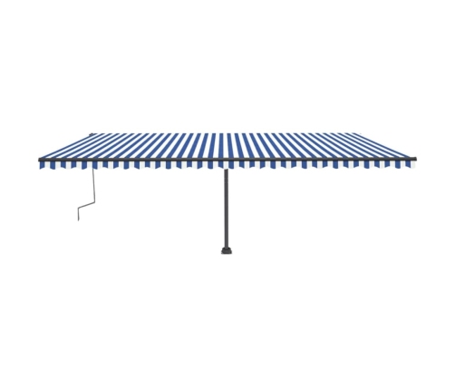 Toldo de pie retráctil manual azul y blanco 600x300 cm