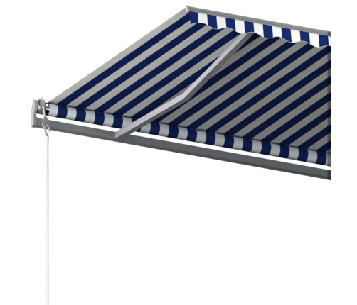 Toldo de pie retráctil manual azul y blanco 600x300 cm