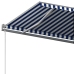 Toldo de pie retráctil manual azul y blanco 600x300 cm