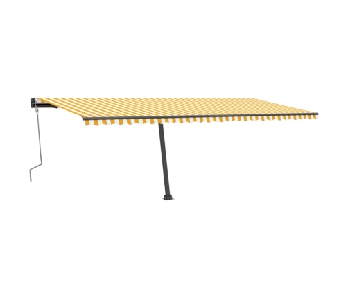 Toldo de pie retráctil manual amarillo y blanco 600x300 cm