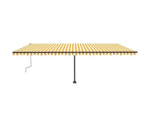 Toldo de pie retráctil manual amarillo y blanco 600x300 cm