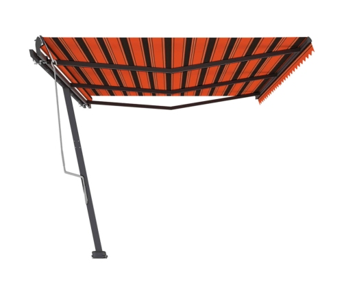 Toldo de pie retráctil manual naranja y marrón 600x300 cm