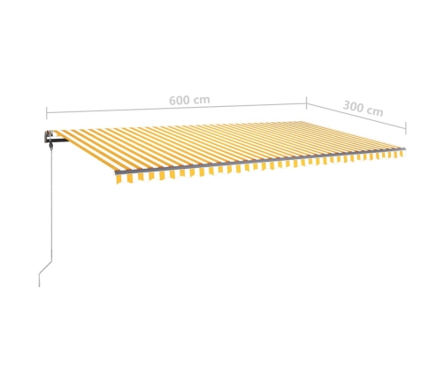 Toldo retráctil manual con luz LED amarillo y blanco 600x300 cm