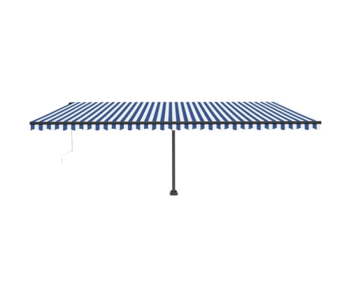 Toldo de pie automático azul y blanco 600x300 cm