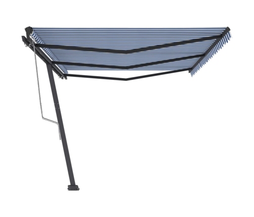 Toldo de pie automático azul y blanco 600x300 cm