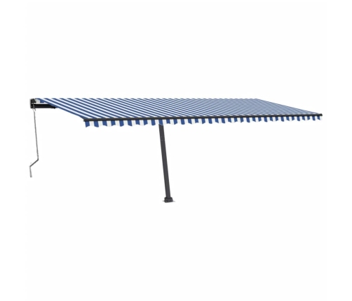 Toldo automático LED sensor de viento azul y blanco 600x300 cm