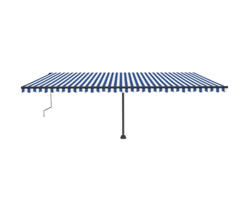 Toldo automático LED sensor de viento azul y blanco 600x300 cm