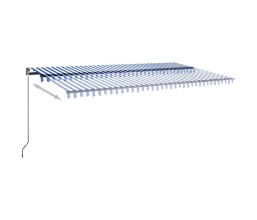 Toldo automático LED sensor de viento azul y blanco 600x300 cm