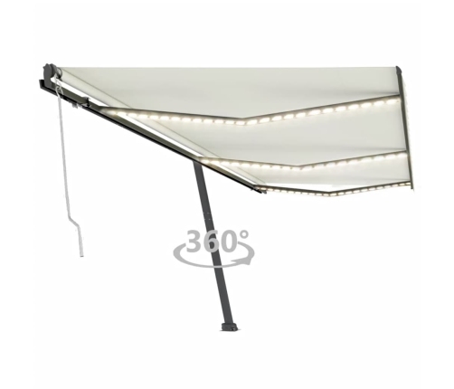 Toldo automático con LED sensor de viento crema 600x300 cm