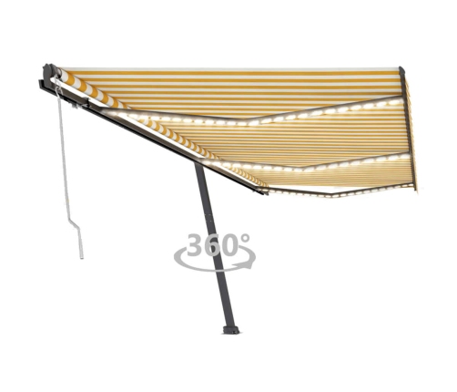 Toldo automático LED sensor de viento amarillo blanco 600x300cm