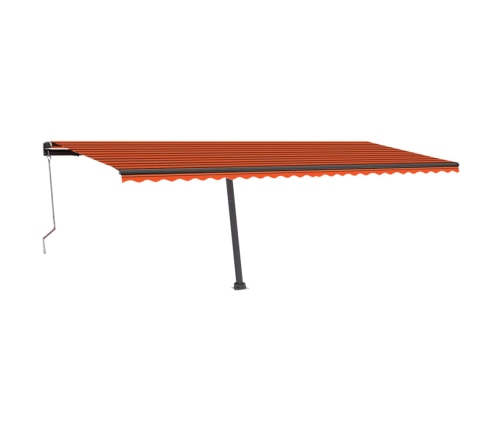 Toldo automático LED sensor de viento naranja marrón 600x300 cm