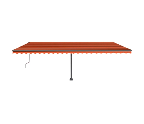 Toldo automático LED sensor de viento naranja marrón 600x300 cm