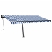 Toldo de pie manual retráctil azul y blanco 400x350 cm