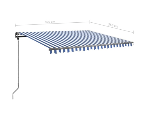 Toldo de pie manual retráctil azul y blanco 400x350 cm