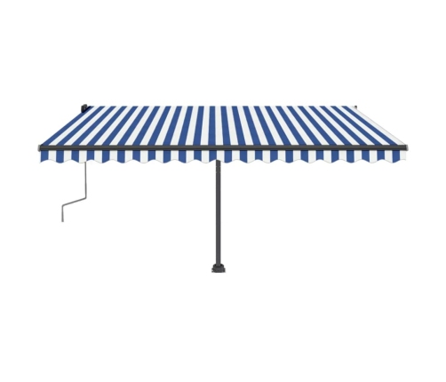 Toldo de pie manual retráctil azul y blanco 400x350 cm