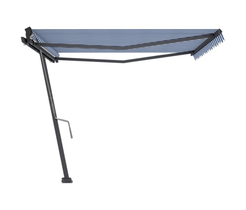 Toldo de pie manual retráctil azul y blanco 400x350 cm