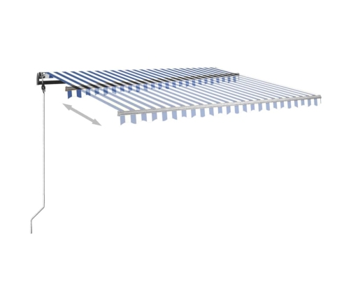 Toldo de pie manual retráctil azul y blanco 400x350 cm