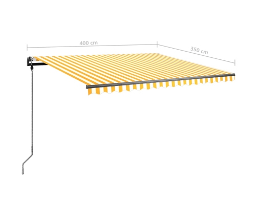 Toldo de pie manual retráctil amarillo y blanco 400x350 cm