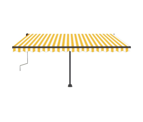 Toldo de pie manual retráctil amarillo y blanco 400x350 cm