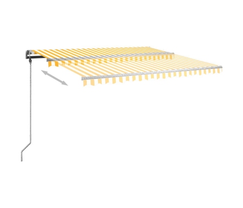 Toldo de pie manual retráctil amarillo y blanco 400x350 cm