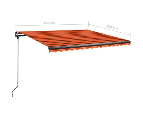 Toldo de pie manual retráctil naranja y marrón 400x350 cm